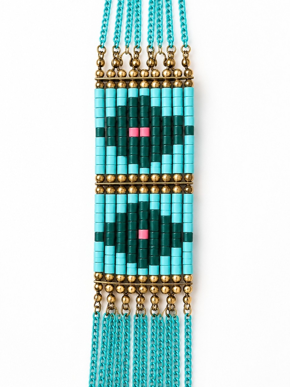 Artisan Statement Necklace from Argentina – Turquoise Beaded Multi-Strand - Picture 3 of 3